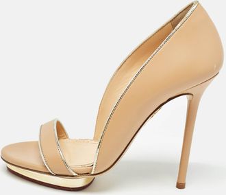 Charlotte Olympia Beige Leather Christine Pumps