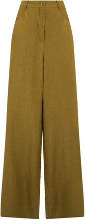 Alberta Ferretti Palazzo Broek - Dames - Wijde Broeken - Beige - 2XL - Katoen - Broeken