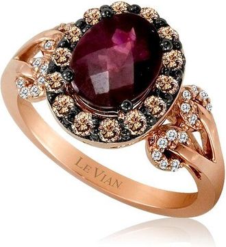 Le Vian 14K Rose Gold 2.37 Ct. Tw. Diamond & Rhodolite Cocktail Ring