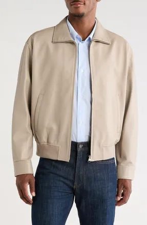 Frame Denim Leather Bomber Jacket in Dusty Beige at Nordstrom, Size X-Large