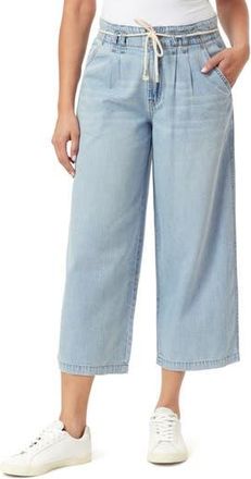 Kensie Pleat Front Crop Wide Leg Drawstring Jeans in Melton at Nordstrom Rack, Size 12