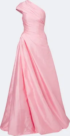 Monique Lhuillier Draped one-shoulder bustier gown