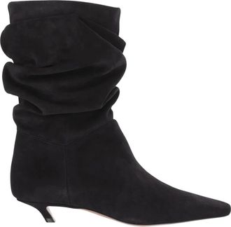 Amina Muaddi Schoenen, Dames, Zwart, 36 1/2 EU, Leer, Jamie Boots van su&egrave;deleer