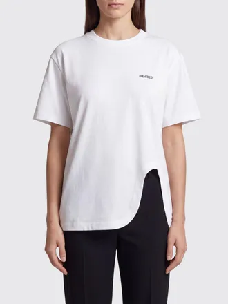 The Attico T-shirt in cotone con logo a contrasto e orlo asimmetrico
