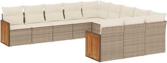 vidaXL Set De Sof&aacute;s De Jard&iacute;n 11pzas Con Cojines Rat&aacute;n Sint&eacute;tico Beige Vidaxl