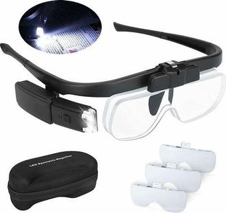 OEM Lupa Led Iluminada Con 2 Luces, Lupa De Diadema Para Lectura, Trabajos De Precisi&oacute;n, Relojer&iacute;a Y Observaci&oacute;n De Manos, Recargable Por Usb, Lentes De D