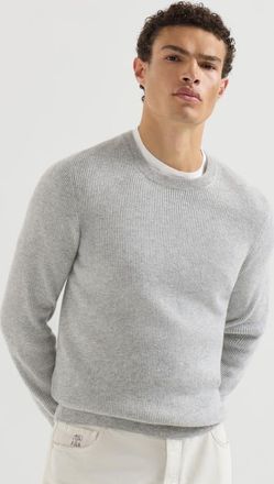 Brunello Cucinelli Cashmere English rib sweater in Pebble at Nordstrom, Size 54