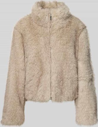 Marc Cain Jacke mit Kunstfellbesatz in Taupe, Größe 34