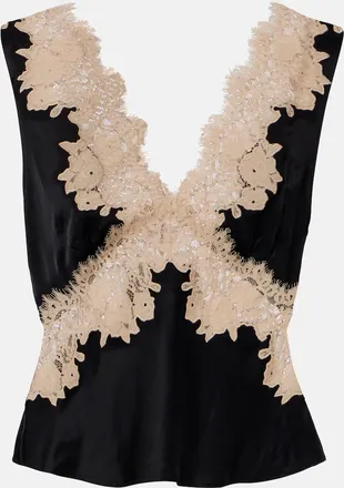 Rixo Emmie lace-trimmed satin top