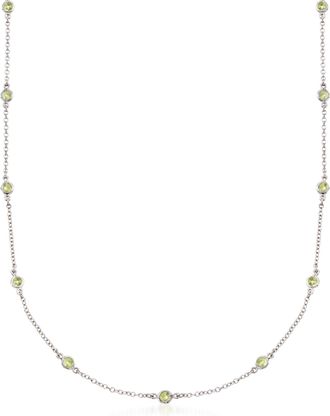 Ross-Simons Peridot Station Necklace in Sterling Silver