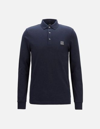 HUGO BOSS Mens Hugo Boss Slim Fit Navy Passerby Long Sleeved Polo Shirt - Size: 42