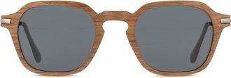 Oh My Woodness! Square Full Rim Acetate Mens Sunglasses Brown Size 48 - Free Lenses - Oh My Woodness