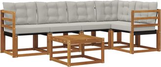 vidaXL Conjunto De Sof&aacute;s De Exterior 6 Uds. Gris Natural Y Claro Vidaxl