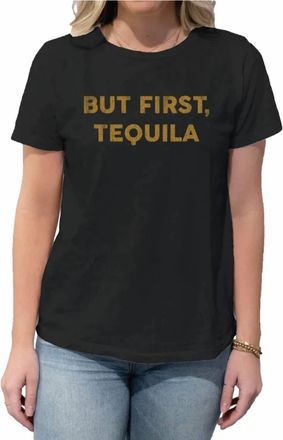 The Original Retro Brand But First, Tequila Vintage Tee In Black