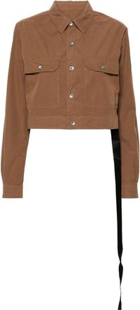 Rick Owens cut-out cropped jacket - women - Organic Cotton - M - Brown