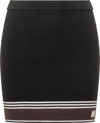 Amiri MA Stripe Mini Rok - Dames - Korte rokken - Zwart - XS - Wol - Rokken