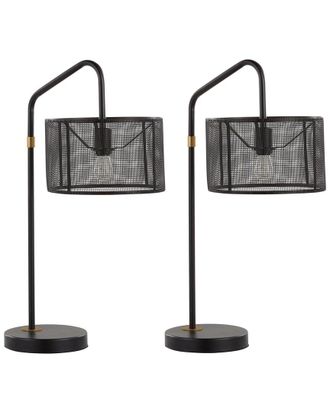 LumiSource Set Of 2 Mod Mesh 27In Contemporary Task Lamps With Built-In Usb Port