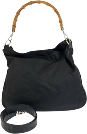 Gucci Pre-owned Bamboo Nylon 2way bag - Dames - Vintage Schoudertas - Zwart - ONE Size - Nylon - Vintage
