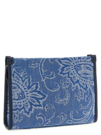 Etro Womens Paisley Jacquard Cotton Clutch Blue Elastane