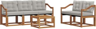 vidaXL Conjunto De Sof&aacute;s De Exterior 6 Uds. Gris Natural Y Claro Vidaxl