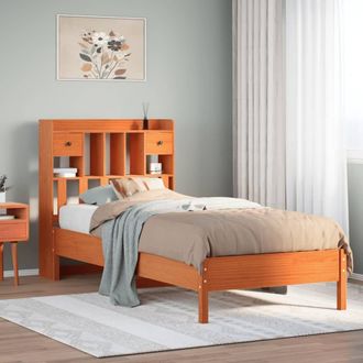 Berkfield Home Bookcase Bed without Mattress Wax Brown 100x200 cm Solid Wood Pine