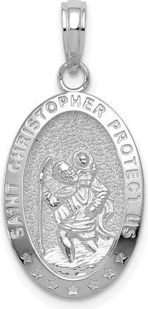 Diamond2Deal 14k White Gold Saint Christopher Medal Pendant