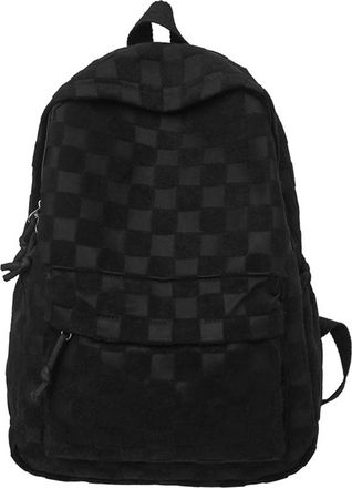 Generic 2026 Backpack for Women Fit 15.6 Inch Laptop Checkerboard Academia Aesthetic Book Bag Cute Plaid Preppy (Grey,One Size) (Black, One