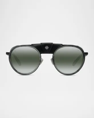 Vuarnet Men & apos;s Glacier 01 Round Sunglasses with Side Shields