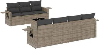 vidaXL Set De Sof&aacute;s De Jard&iacute;n 8 Pzas Y Cojines Rat&aacute;n Sint&eacute;tico Gris Vidaxl