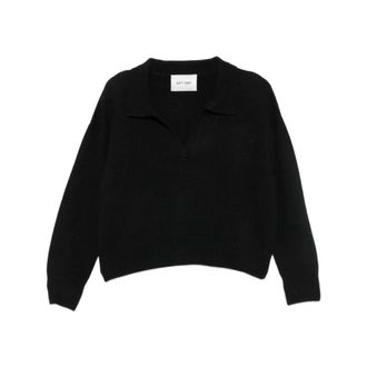 Soft Goat Truien & Vesten, Dames, Zwart, M, Wol, Relaxed Fit Poloshirt