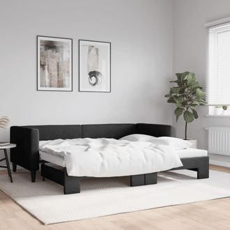 vidaXL Sof&aacute; Cama Nido Tela Negro 90x200 Cm Vidaxl