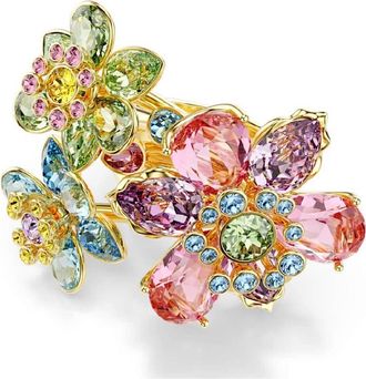 Swarovski Idyllia Crystal Flower Gold,Plated Ring, Size 58 (US 8)