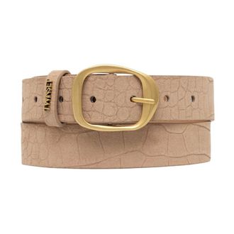 Twinset Riem van su&egrave;de met krokodillenprint - Dames - Accessoires - Beige - Maat: L Su&egrave;de