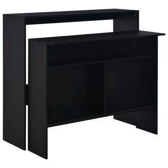 vidaXL Mesa Alta De Bar Con 2 Tableros Negro 130x40x120 Cm Vidaxl