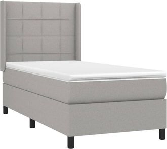vidaXL Vidaxl - Cama Box Spring Colch&oacute;n Y Luces Led Tela Gris Claro 90x200 Cm