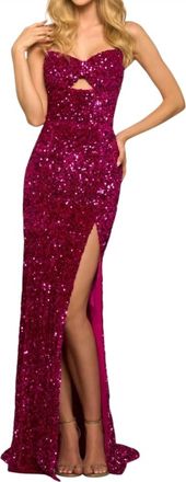 Sherri Hill Sequin Velvet Prom Dress In Berry
