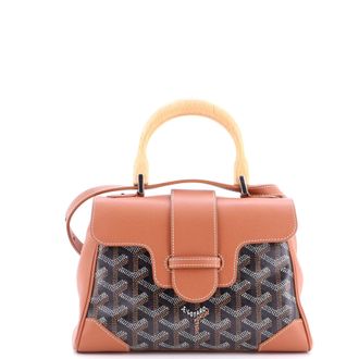 Goyard Saigon Top Handle Bag Coated Canvas with Leather Mini