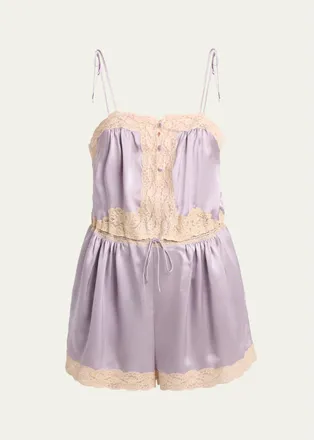 Chlo&eacute; Washed Silk Satin Romper