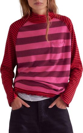 Free People Punk Playful Stripe Long Sleeve T-Shirt in Candy Heart Combo at Nordstrom, Size X-Small