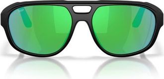 Costa Street Heat 55mm Polarized Mirrored Rectangular Sunglasses in Black /Green Mirror at Nordstrom