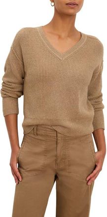 Nic+Zoe Cozy Cottage V-Neck Sweater in Oak at Nordstrom, Size Xx-Large