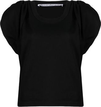 Alexander Wang Mouwloze top met gedrapeerde schouder - Dames - Blouses - Zwart - XS - Overhemden
