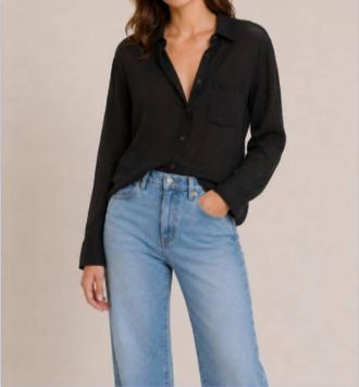Stateside Supima Slub Long Sleeve Pocket Shirt In Black