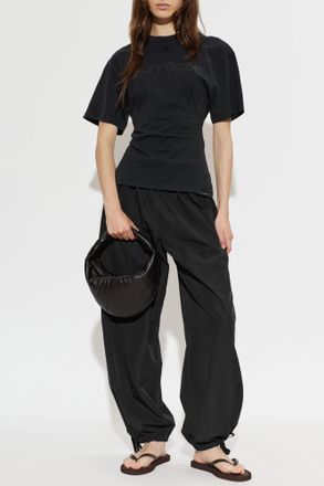Courr&egrave;ges T-shirt With Printed Logo, Womens, Black
