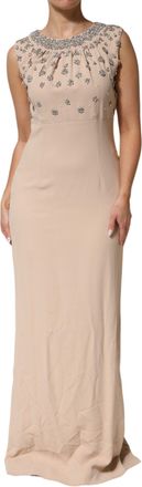 Dolce & Gabbana Nude Ecru Beaded Crystal Embellished Womens Dress (Pre-Owned)