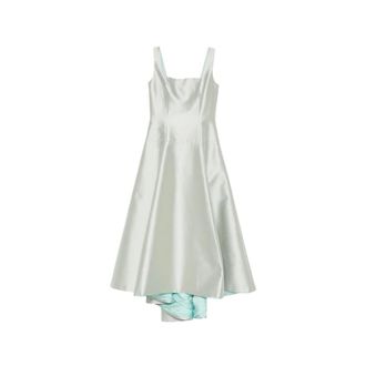 Fely Campo Gowns, female, Green, Size: XS Square Neck Sleeveless Dress