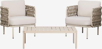 Sklum Conjunto De Jard&iacute;n Con 2 Sillones En Cuerda Trenzada Tevary Y Mesa De Centro En Aluminio Boleni Sklum