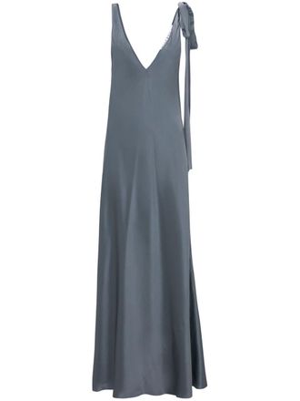 J.W.Anderson tie-fastening silk maxi dress - Grey