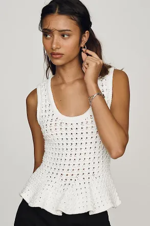 Pistola Denim Anna Peplum Open-Weave Top