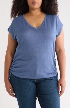 Max Studio Ruched Cap Sleeve Sweater in Denim at Nordstrom Rack, Size 2X